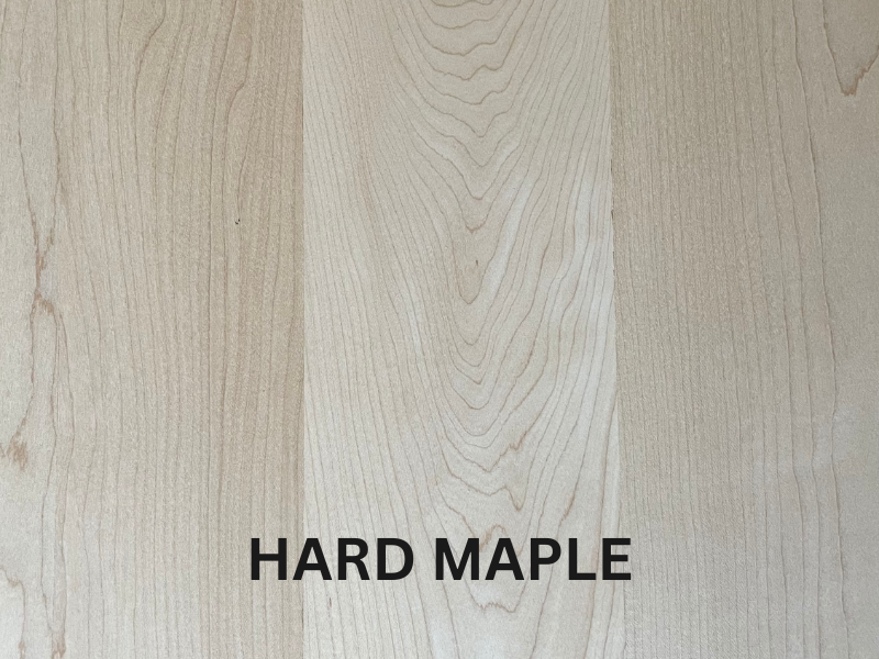 Hard maple swatch for solid wood wall shelf with black steel frame