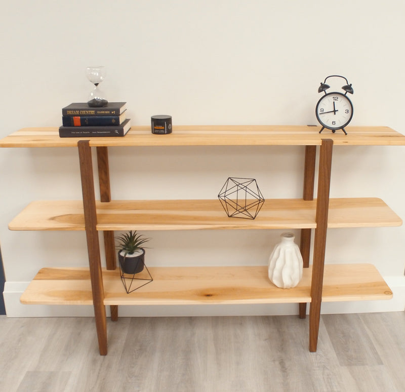 Maple and walnut solid wood modern console shelf and room divider ...