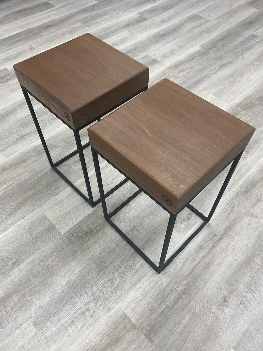 Timberware - solid wood side tables with steel bases