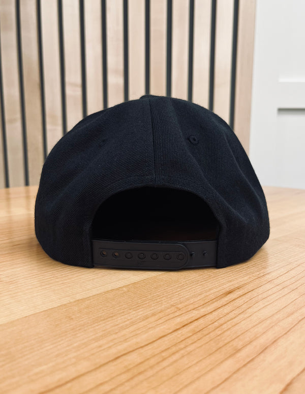 Timberware all black canvas snap back hat 