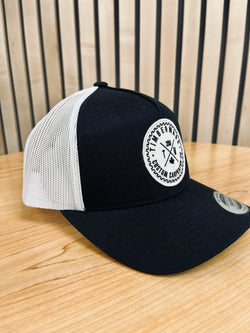 Timberware white and black mesh back snap back hat