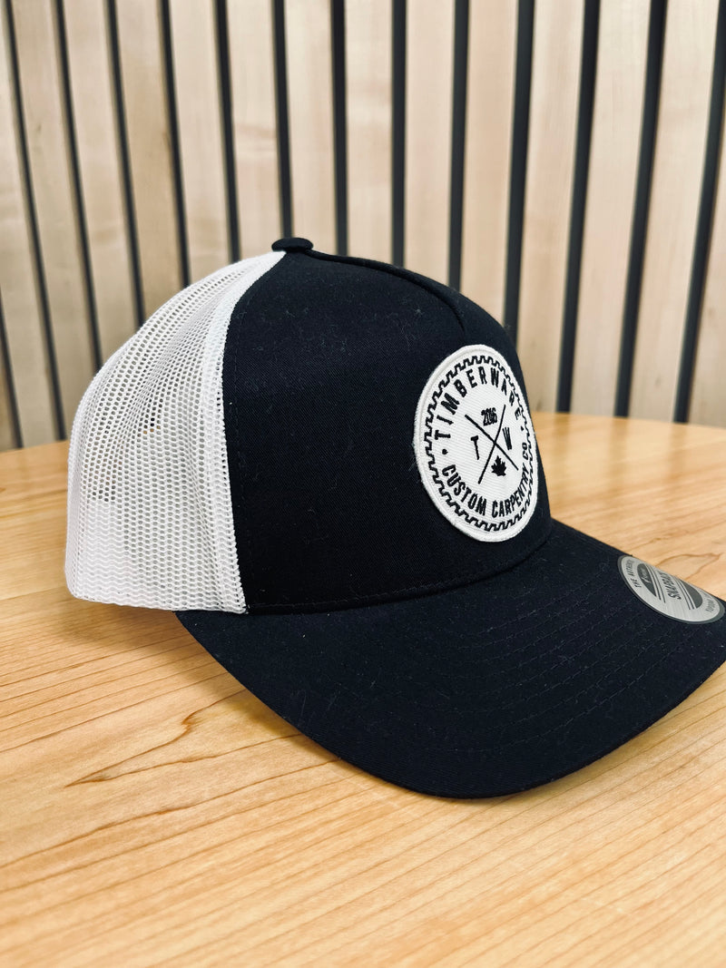 Timberware white and black mesh back snap back hat