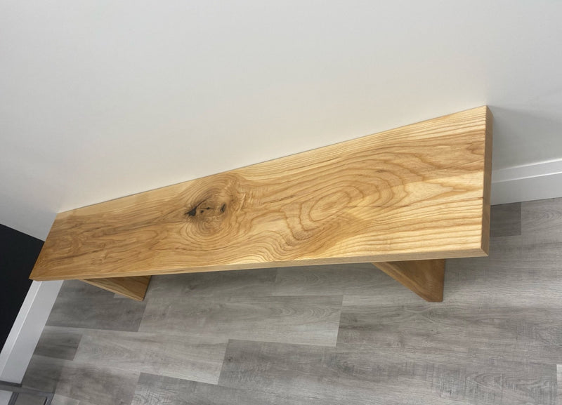 Solid white ash bench in a natural oil finish and removable legs